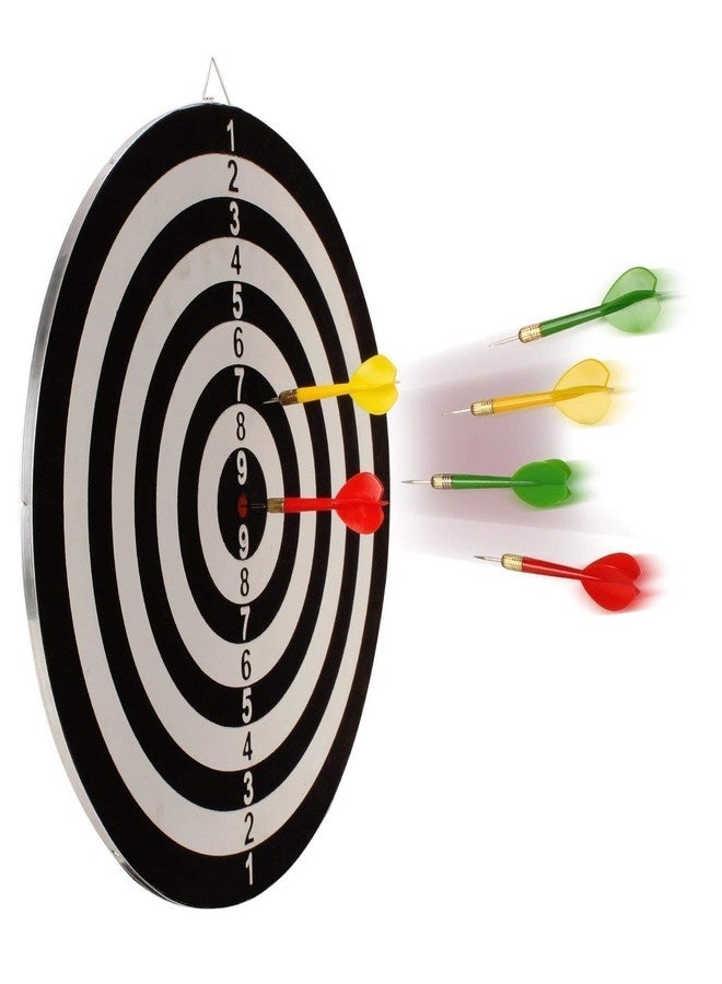 NIYANETAIL مجموعة لعبة رمي السهام المغناطيسية الدائرية البلاستيكية من NIYANETAIL - لوحة رمي سهام Bullseye مقاس 14 بوصة مع 6 سهام آمنة (SSTP) - أسود - Image 1